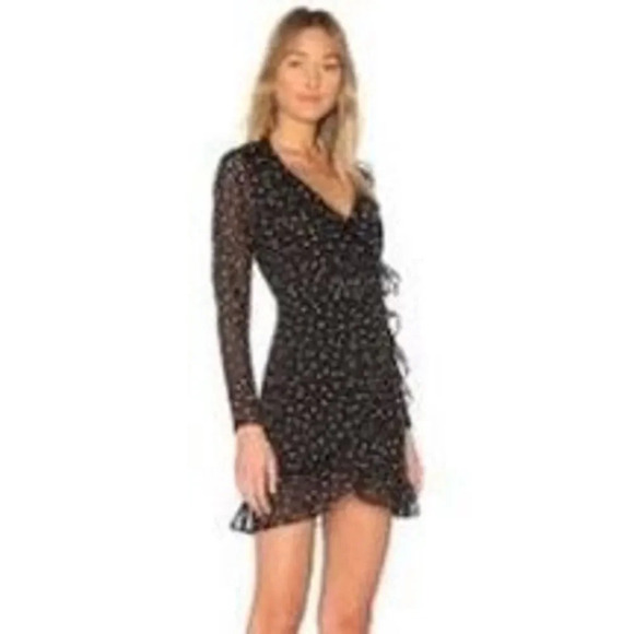 By the Way Revolve Rachel Star Print Long Sleeve Black and White Mini Dress - Picture 1 of 9